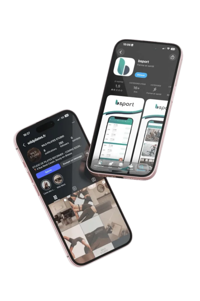 Réservation des séances Wild Pilates Studio sur smartphone